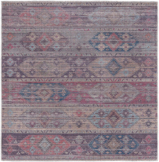 Washable Multicolor 5' 3 x 5' 3 Sisu Square Area Rug Easy to Clean Stain Resistant & Durable Polyester Chenille Distressed Vintage Look Carpet for Sale at Rug Engine