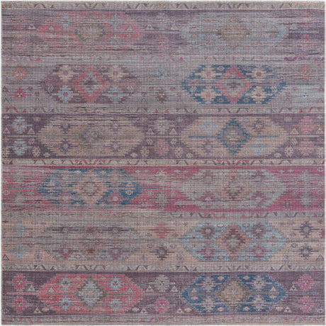 Washable Multicolor 7' 10 x 7' 10 Sisu Square Area Rug Easy to Clean Stain Resistant & Durable Polyester Chenille Distressed Vintage Look Carpet for Sale at Rug Engine