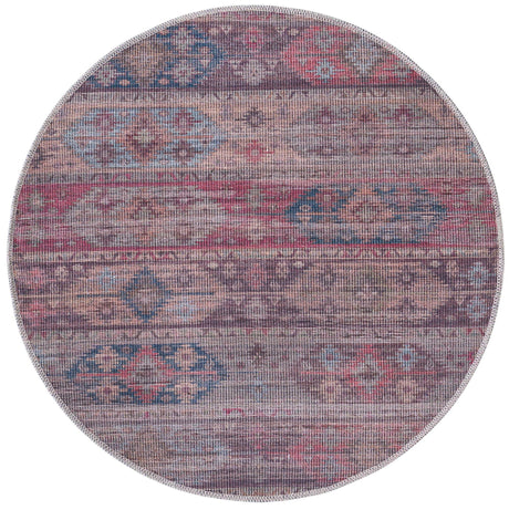 Washable Multicolor 3' 3 x 3' 3 Sisu Round Area Rug Easy to Clean Stain Resistant & Durable Polyester Chenille Distressed Vintage Look Carpet for Sale at Rug Engine