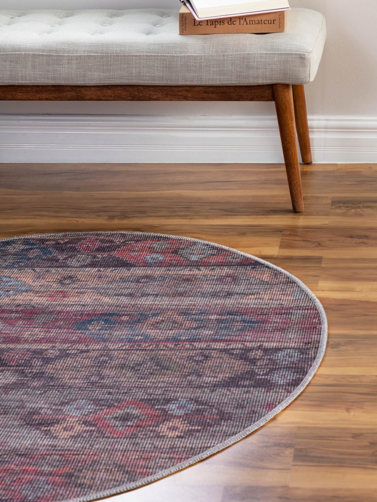 Washable Multicolor 7' 10 x 7' 10 Sisu Round Area Rug Easy to Clean Stain Resistant & Durable Polyester Chenille Distressed Vintage Look Carpet for Sale at Rug Engine