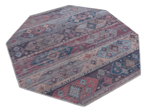 Washable Multicolor 5' 3 x 5' 3 Sisu Octagon Area Rug Easy to Clean Stain Resistant & Durable Polyester Chenille Distressed Vintage Look Carpet for Sale at Rug Engine