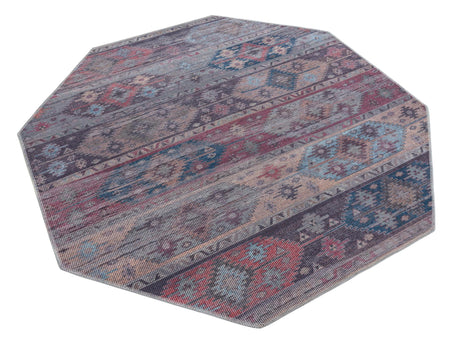 Washable Multicolor 5' 3 x 5' 3 Sisu Octagon Area Rug Easy to Clean Stain Resistant & Durable Polyester Chenille Distressed Vintage Look Carpet for Sale at Rug Engine