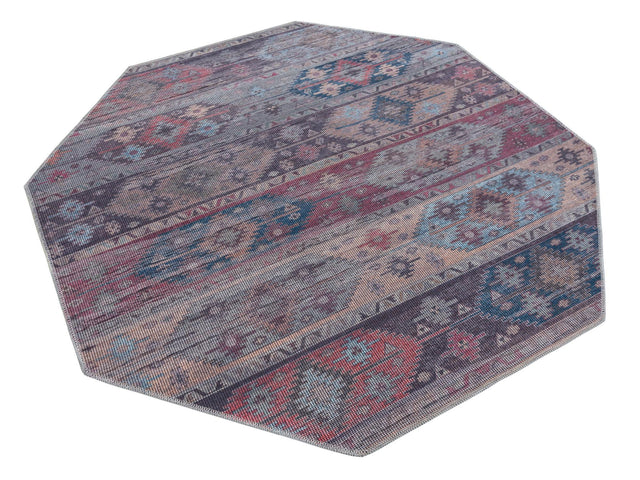 Washable Multicolor 5' 3 x 5' 3 Sisu Octagon Area Rug Easy to Clean Stain Resistant & Durable Polyester Chenille Distressed Vintage Look Carpet for Sale at Rug Engine
