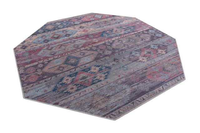 Washable Multicolor 7' 10 x 7' 10 Sisu Octagon Area Rug Easy to Clean Stain Resistant & Durable Polyester Chenille Distressed Vintage Look Carpet for Sale at Rug Engine