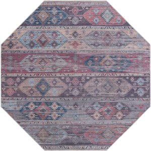 Washable Multicolor 7' 10 x 7' 10 Sisu Octagon Area Rug Easy to Clean Stain Resistant & Durable Polyester Chenille Distressed Vintage Look Carpet for Sale at Rug Engine