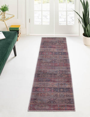 Washable Multicolor 2' 7 x 14' Sisu Runner Area Rug Easy to Clean Stain Resistant & Durable Polyester Chenille Distressed Vintage Look Carpet for Sale at Rug Engine
