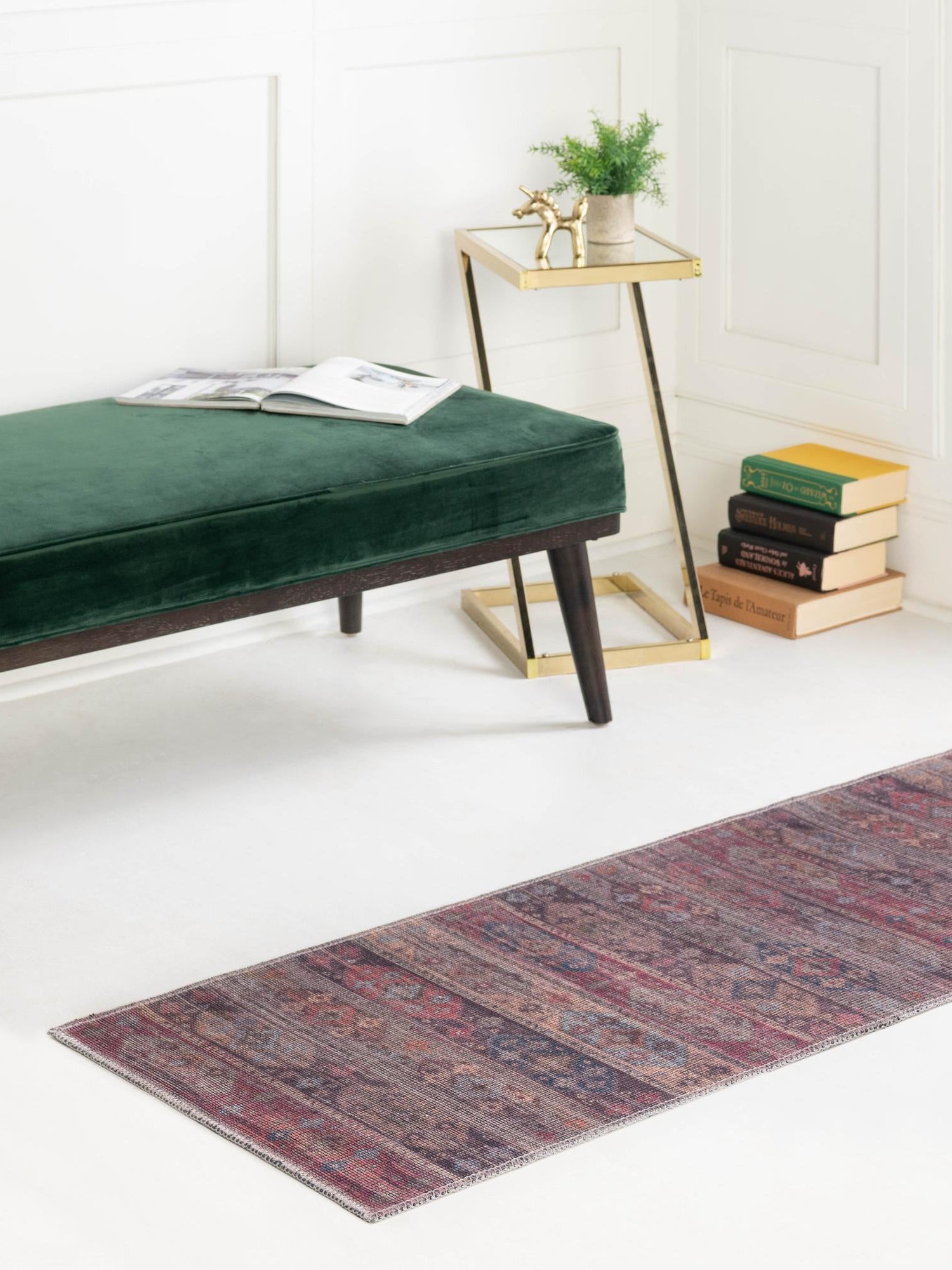 Washable Multicolor 2' x 8' Sisu Washable Runner Area Rug Easy to Clean Stain Resistant & Durable Polyester Chenille Distressed Vintage Look Carpet for Sale at Rug Engine
