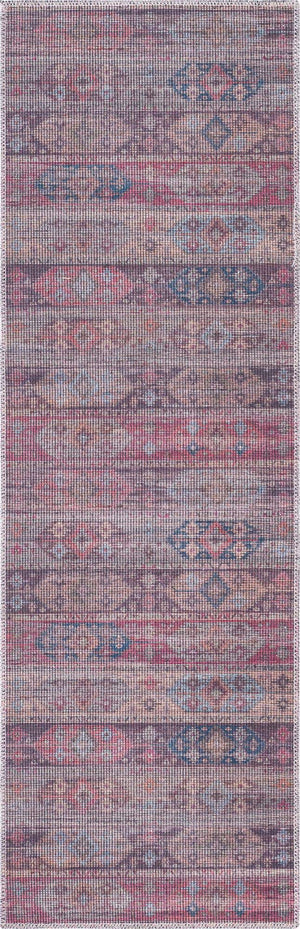 Washable Multicolor 2' x 6' Sisu Runner Area Rug Easy to Clean Stain Resistant & Durable Polyester Chenille Distressed Vintage Look Carpet for Sale at Rug Engine