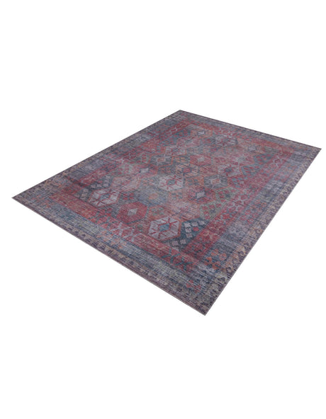 Washable Rust Blue 10' 6 x 13' Sisu Rectangle Area Rug Easy to Clean Stain Resistant & Durable Polyester Chenille Distressed Vintage Look Carpet for Sale at Rug Engine