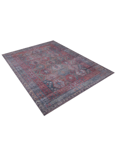 Washable Rust Blue 10' 6 x 13' Sisu Rectangle Area Rug Easy to Clean Stain Resistant & Durable Polyester Chenille Distressed Vintage Look Carpet for Sale at Rug Engine