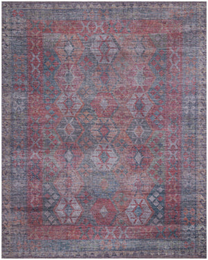 Washable Rust Blue 10' 6 x 13' Sisu Rectangle Area Rug Easy to Clean Stain Resistant & Durable Polyester Chenille Distressed Vintage Look Carpet for Sale at Rug Engine