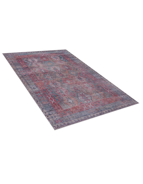 Washable Rust Blue 7' 3 x 10' Sisu Rectangle Area Rug Easy to Clean Stain Resistant & Durable Polyester Chenille Distressed Vintage Look Carpet for Sale at Rug Engine