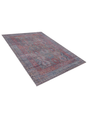 Washable Rust Blue 5' 11 x 9' Sisu Rectangle Area Rug Easy to Clean Stain Resistant & Durable Polyester Chenille Distressed Vintage Look Carpet for Sale at Rug Engine