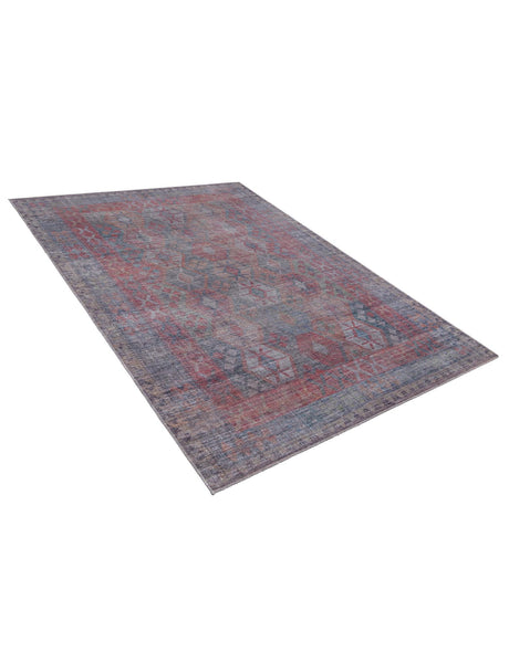 Washable Rust Blue 5' 11 x 9' Sisu Rectangle Area Rug Easy to Clean Stain Resistant & Durable Polyester Chenille Distressed Vintage Look Carpet for Sale at Rug Engine