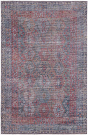 Washable Rust Blue 5' 11 x 9' Sisu Rectangle Area Rug Easy to Clean Stain Resistant & Durable Polyester Chenille Distressed Vintage Look Carpet for Sale at Rug Engine