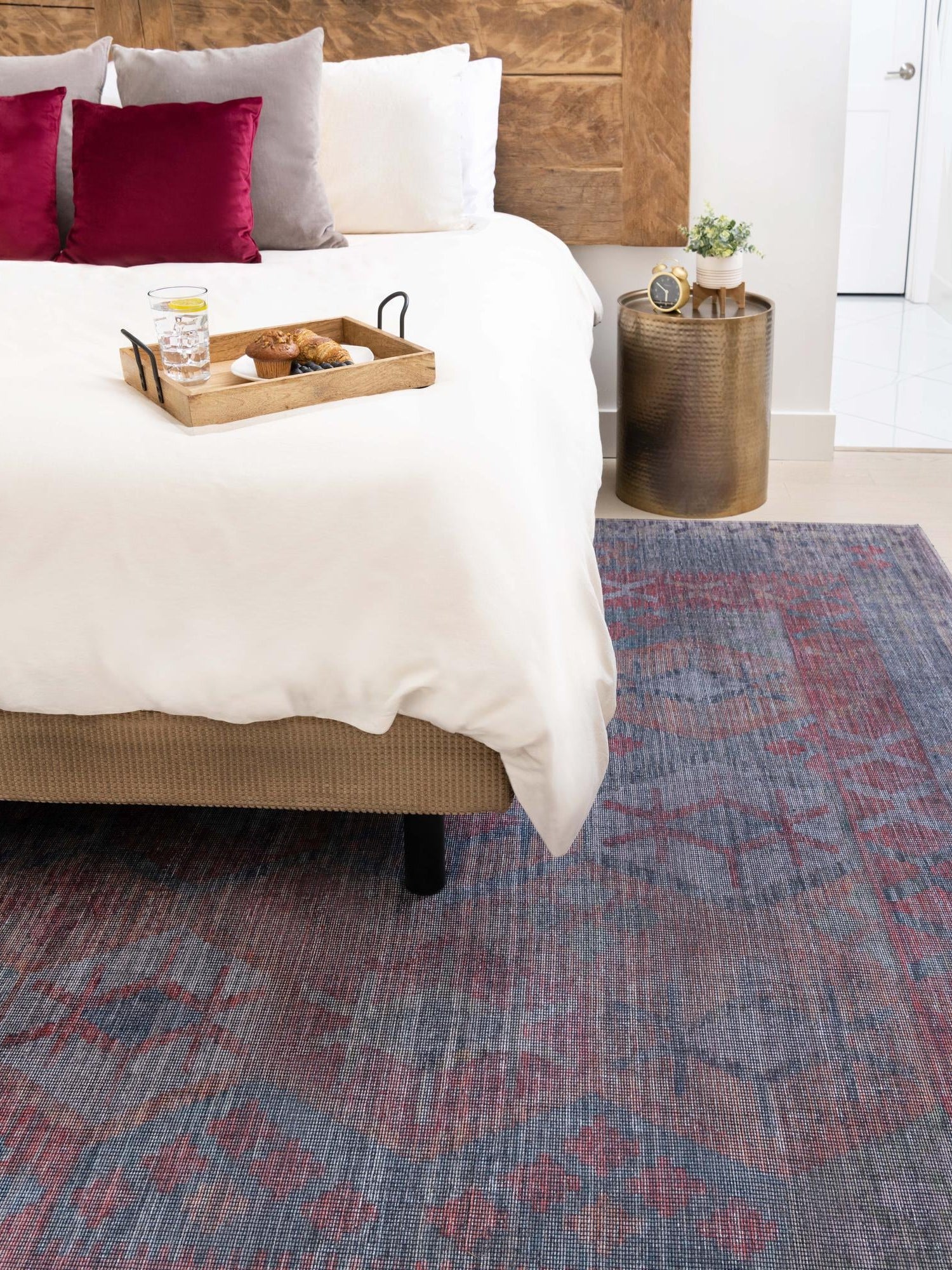 Washable Rust Blue 7' 10 x 10' Sisu Rectangle Area Rug Easy to Clean Stain Resistant & Durable Polyester Chenille Distressed Vintage Look Carpet for Sale at Rug Engine