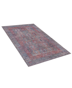 Washable Rust Blue 5' 3 x 8' Sisu Rectangle Area Rug Easy to Clean Stain Resistant & Durable Polyester Chenille Distressed Vintage Look Carpet for Sale at Rug Engine