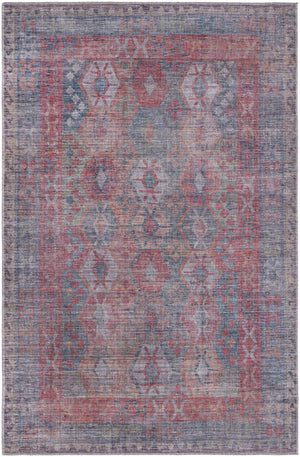 Washable Rust Blue 5' 3 x 8' Sisu Rectangle Area Rug Easy to Clean Stain Resistant & Durable Polyester Chenille Distressed Vintage Look Carpet for Sale at Rug Engine