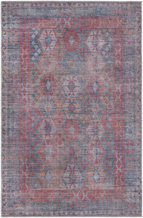 Rust Blue 5' 3 x 8' Sisu Washable Rectangle Rug
