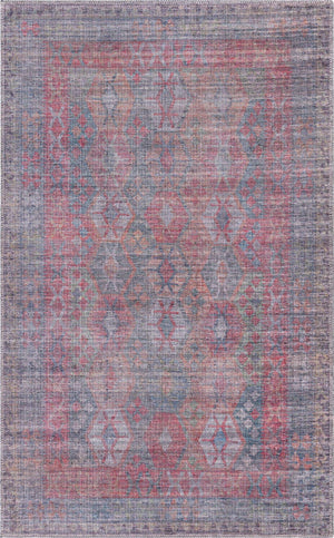 Washable Rust Blue 3' 3 x 5' 3 Sisu Rectangle Area Rug Easy to Clean Stain Resistant & Durable Polyester Chenille Distressed Vintage Look Carpet for Sale at Rug Engine