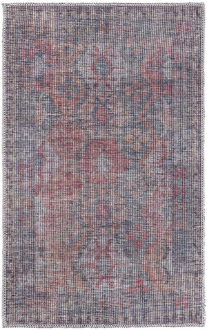 Washable Rust Blue 2' x 3' Sisu Rectangle Area Rug Easy to Clean Stain Resistant & Durable Polyester Chenille Distressed Vintage Look Carpet for Sale at Rug Engine