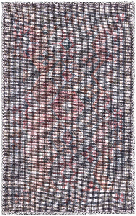 Washable Rust Blue 2' x 3' Sisu Rectangle Area Rug Easy to Clean Stain Resistant & Durable Polyester Chenille Distressed Vintage Look Carpet for Sale at Rug Engine