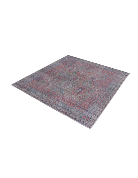 Washable Rust Blue 5' 3 x 5' 3 Sisu Square Area Rug Easy to Clean Stain Resistant & Durable Polyester Chenille Distressed Vintage Look Carpet for Sale at Rug Engine
