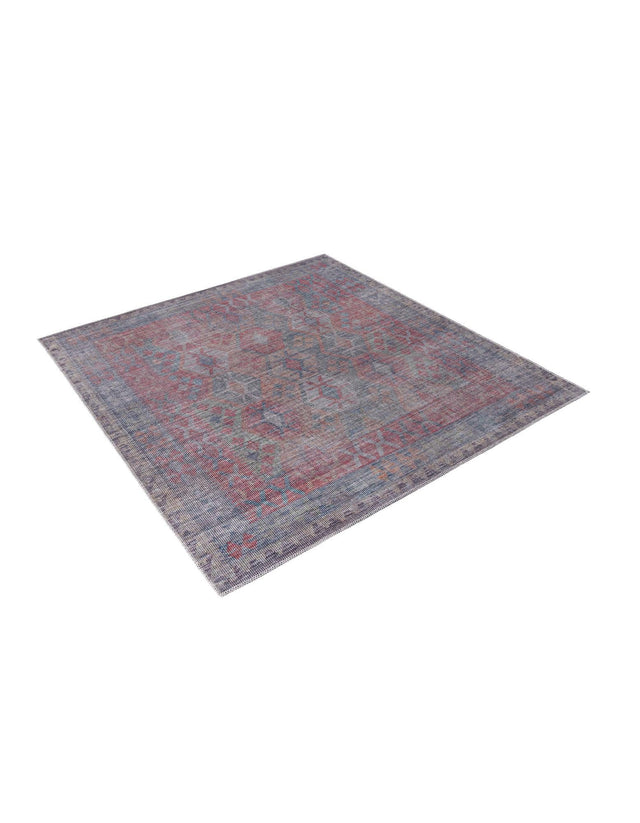 Washable Rust Blue 5' 3 x 5' 3 Sisu Square Area Rug Easy to Clean Stain Resistant & Durable Polyester Chenille Distressed Vintage Look Carpet for Sale at Rug Engine