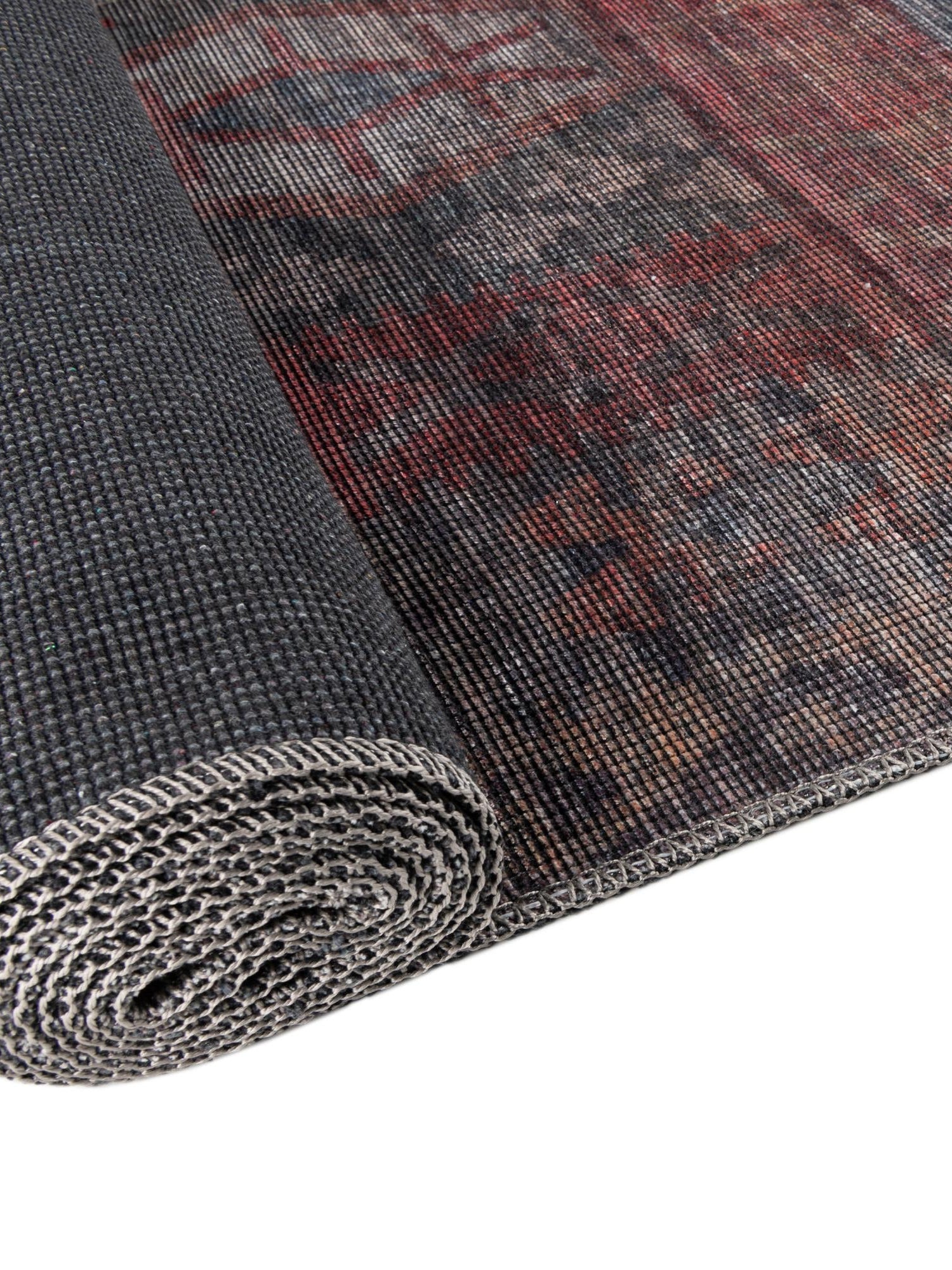 Washable Rust Blue 7' 3 x 7' 3 Sisu Square Area Rug Easy to Clean Stain Resistant & Durable Polyester Chenille Distressed Vintage Look Carpet for Sale at Rug Engine