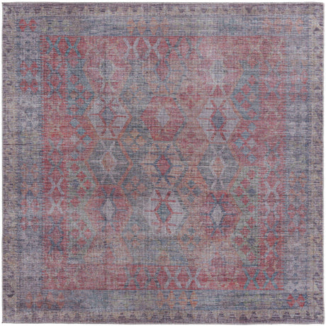 Rust Blue 8' x 8' Sisu Washable Square Rug