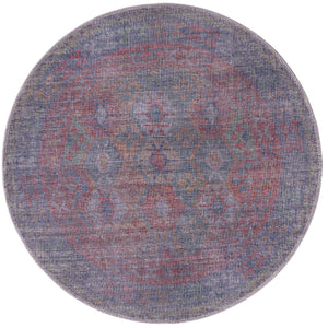 Rust Blue 3' 3 x 3' 3 Sisu Washable Round Rug