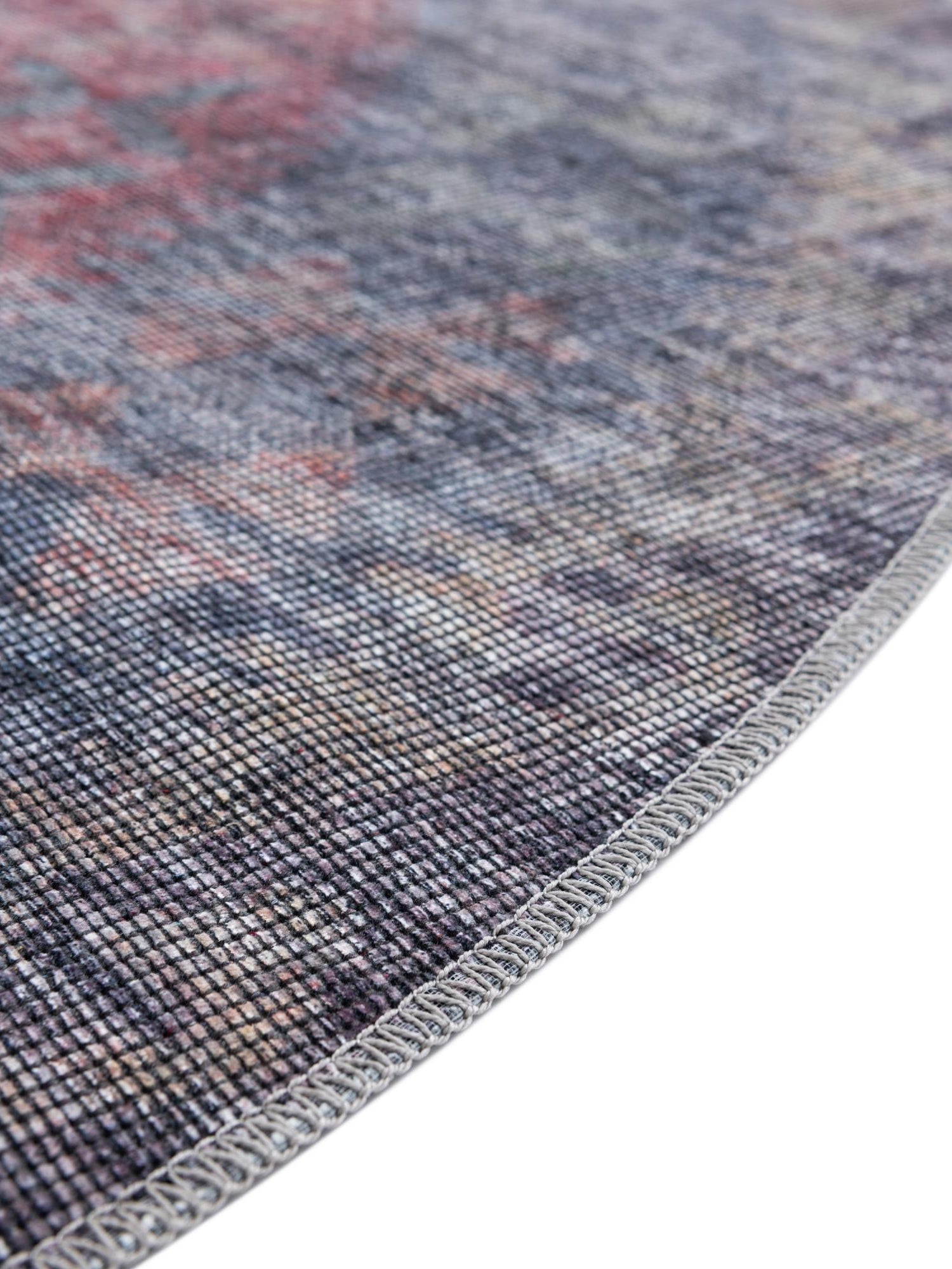 Washable Rust Blue 7' 10 x 7' 10 Sisu Round Area Rug Easy to Clean Stain Resistant & Durable Polyester Chenille Distressed Vintage Look Carpet for Sale at Rug Engine