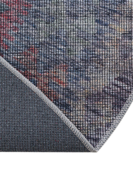 Washable Rust Blue 7' 10 x 7' 10 Sisu Round Area Rug Easy to Clean Stain Resistant & Durable Polyester Chenille Distressed Vintage Look Carpet for Sale at Rug Engine