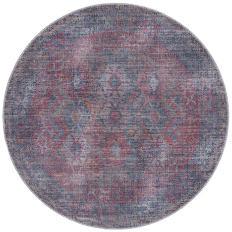 Rust Blue 4' x 4' Sisu Washable Round Rug