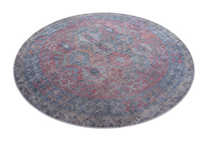 Rust Blue 8' x 8' Sisu Washable Round Rug