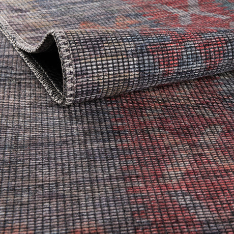 Washable Rust Blue 5' 3 x 5' 3 Sisu Octagon Area Rug Easy to Clean Stain Resistant & Durable Polyester Chenille Distressed Vintage Look Carpet for Sale at Rug Engine