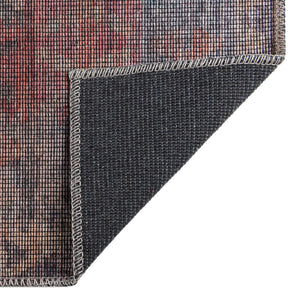 Washable Rust Blue 5' 3 x 5' 3 Sisu Octagon Area Rug Easy to Clean Stain Resistant & Durable Polyester Chenille Distressed Vintage Look Carpet for Sale at Rug Engine