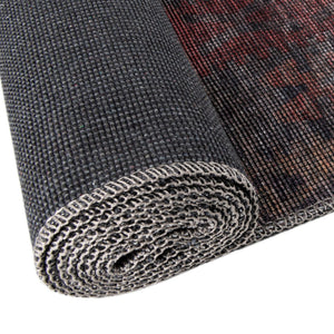 Washable Rust Blue 5' 3 x 5' 3 Sisu Octagon Area Rug Easy to Clean Stain Resistant & Durable Polyester Chenille Distressed Vintage Look Carpet for Sale at Rug Engine