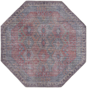 Rust Blue 8' x 8' Sisu Washable Octagon Rug