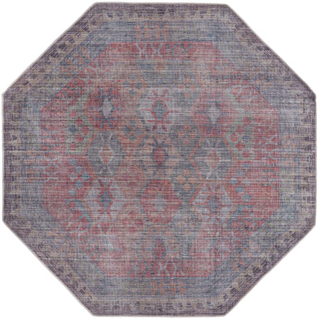 Rust Blue 8' x 8' Sisu Washable Octagon Rug