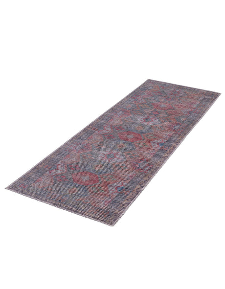 Washable Rust Blue 2' x 6' Sisu Washable Runner Area Rug Easy to Clean Stain Resistant & Durable Polyester Chenille Distressed Vintage Look Carpet for Sale at Rug Engine