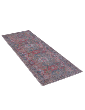 Washable Rust Blue 2' x 6' Sisu Washable Runner Area Rug Easy to Clean Stain Resistant & Durable Polyester Chenille Distressed Vintage Look Carpet for Sale at Rug Engine