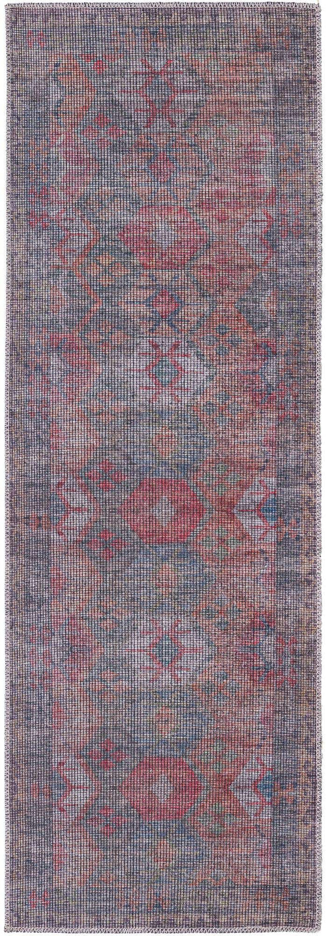 Washable Rust Blue 2' x 6' Sisu Washable Runner Area Rug Easy to Clean Stain Resistant & Durable Polyester Chenille Distressed Vintage Look Carpet for Sale at Rug Engine