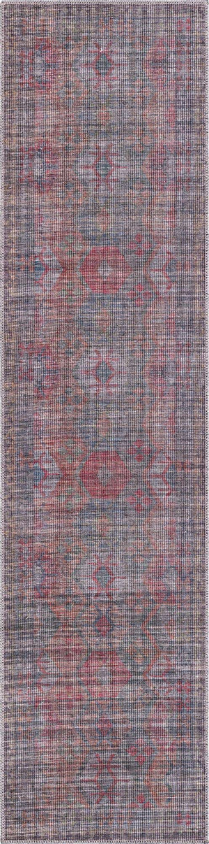 Washable Rust Blue 2' x 7' 10 Sisu Runner Area Rug Easy to Clean Stain Resistant & Durable Polyester Chenille Distressed Vintage Look Carpet for Sale at Rug Engine