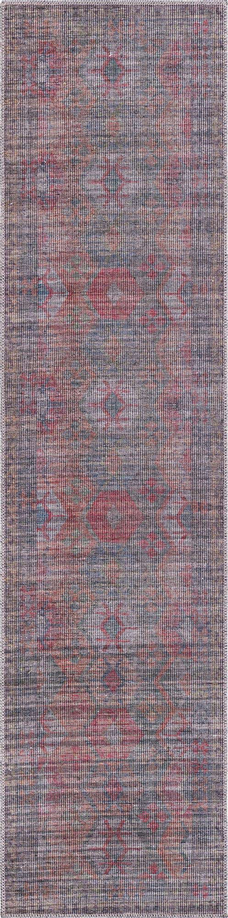 Rust Blue 2' x 8' Sisu Washable Runner Rug