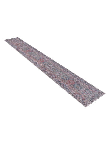 Washable Rust Blue 2' x 10' Sisu Runner Area Rug Easy to Clean Stain Resistant & Durable Polyester Chenille Distressed Vintage Look Carpet for Sale at Rug Engine