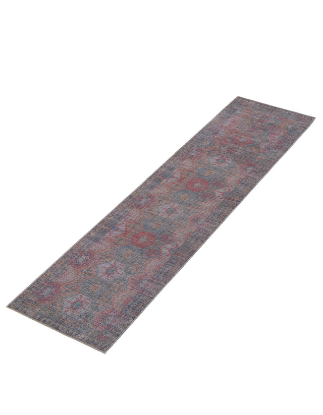 Washable Rust Blue 2' 7 x 12' Sisu Runner Area Rug Easy to Clean Stain Resistant & Durable Polyester Chenille Distressed Vintage Look Carpet for Sale at Rug Engine