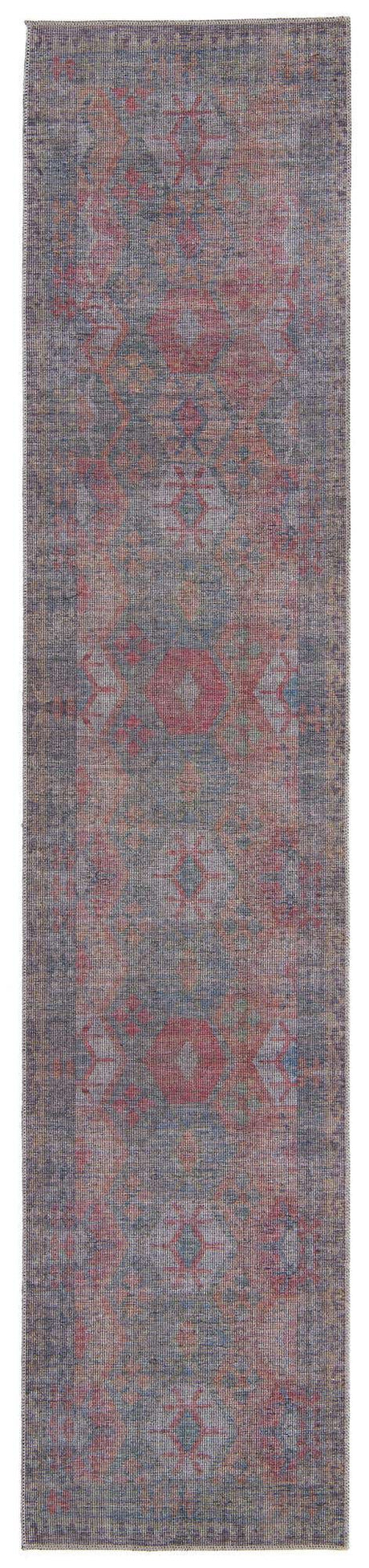 Rust Blue 3' x 12' Sisu Washable Runner Rug