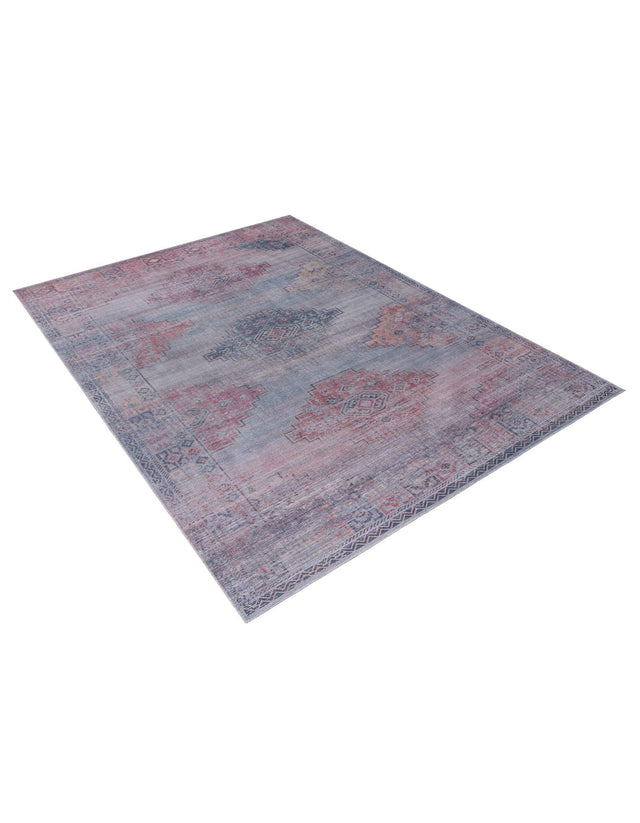 Washable Antique Blue 10' 6 x 13' Sisu Rectangle Area Rug Easy to Clean Stain Resistant & Durable Polyester Chenille Distressed Vintage Look Carpet for Sale at Rug Engine