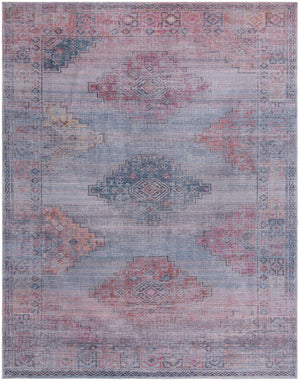 Washable Antique Blue 10' 6 x 13' Sisu Rectangle Area Rug Easy to Clean Stain Resistant & Durable Polyester Chenille Distressed Vintage Look Carpet for Sale at Rug Engine